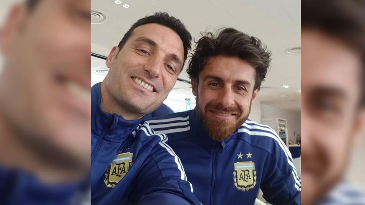 Lionel Scaloni y su ayudante Pablo Aimar - Selección - Fútbol