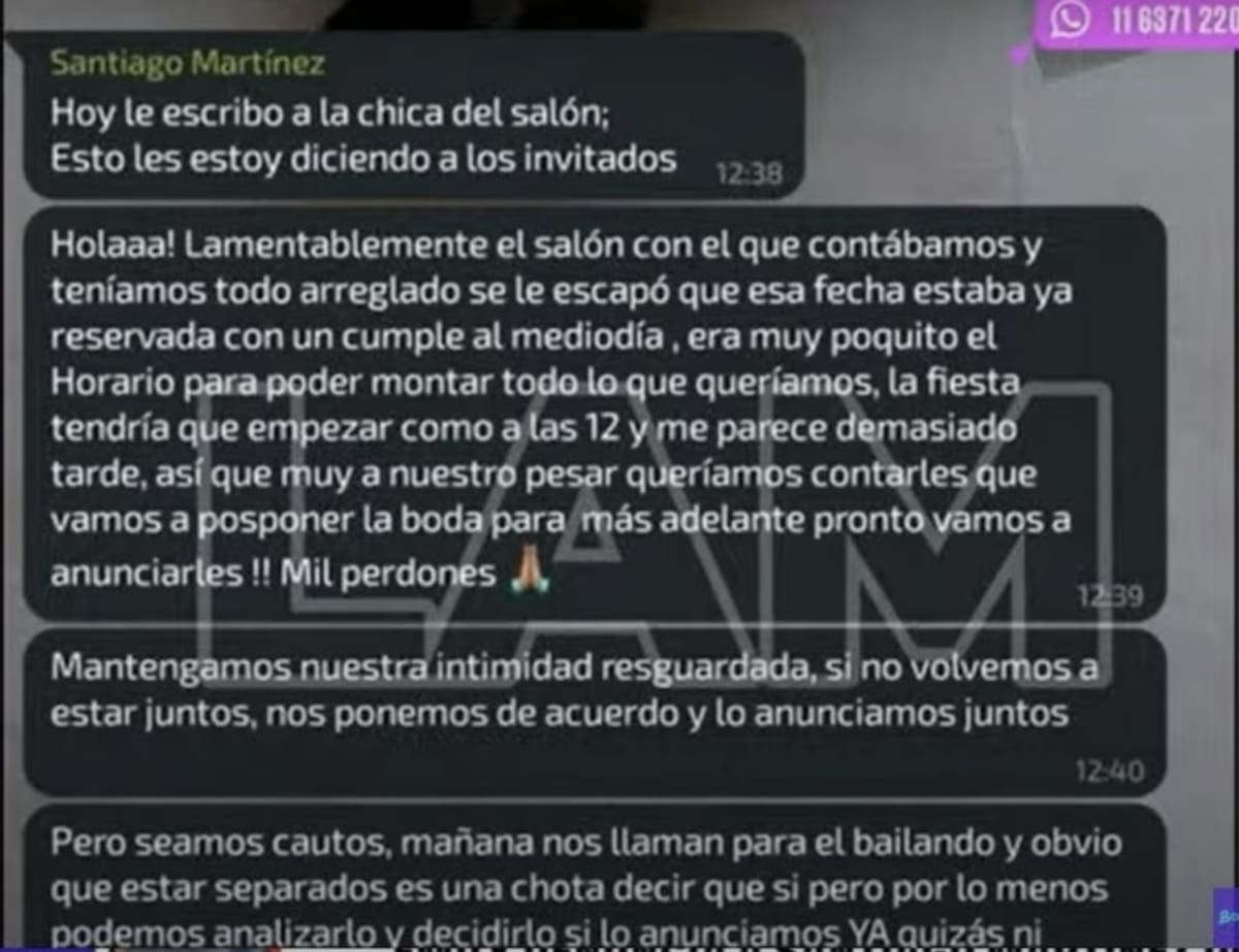 Los chats de Emily y Santiago de "Love is Blind Argentina". Foto LAM