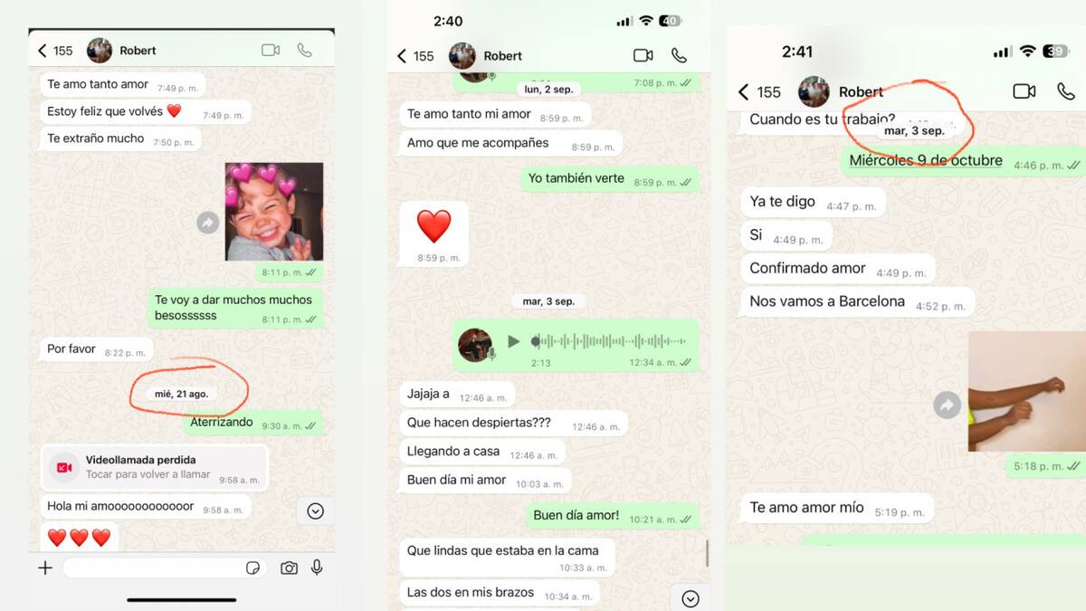 Los chats de Pampita y Roberto García Moritán. Foto: Captura Instagram.