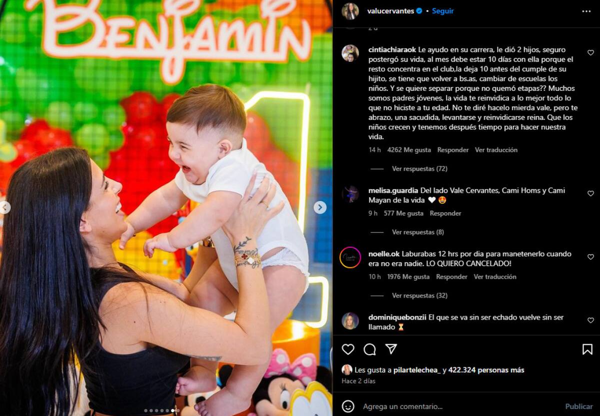 Los comentarios que recibió Valentina Cervantes tras separarse de Enzo Fernández. Foto: redes sociales.