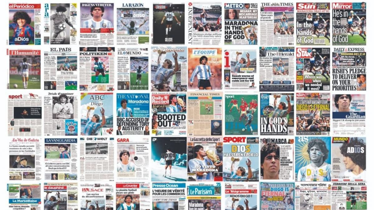 ¿Cuáles fueron las tapas de los principales diarios del mundo para despedir a Maradona?