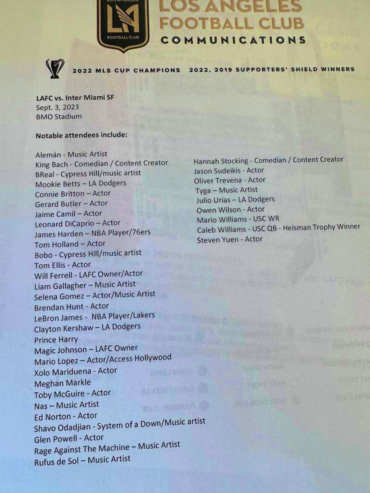 Los famosos que fueron a ver a Messi. Foto: Twitter/MrCuchilla