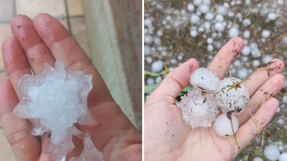 Los granizos que cayeron en Bahía Blanca. Foto: X @proudmabel - @ValenMaier
