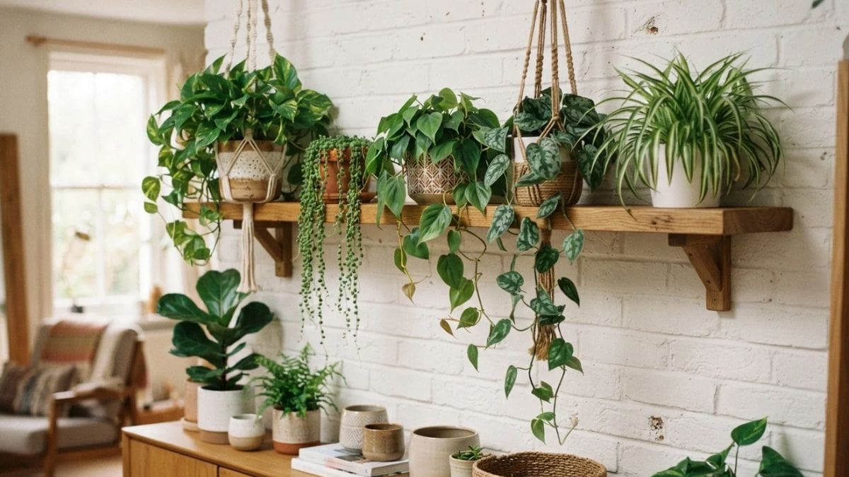 Los jardineros coinciden: estas son las 3 las plantas colgantes que permiten decorar estantes y aprovechar el espacio vertical.