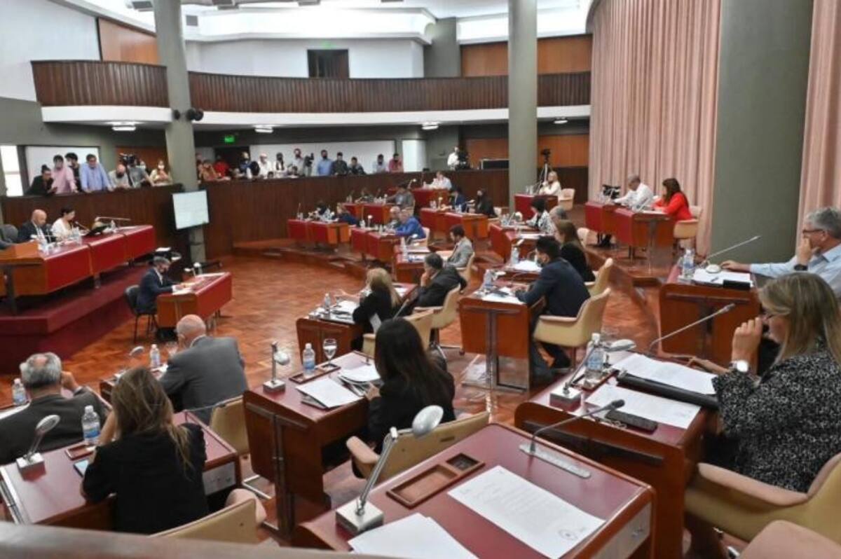 Los legisladores durante la sesión en Chubut, foto NA