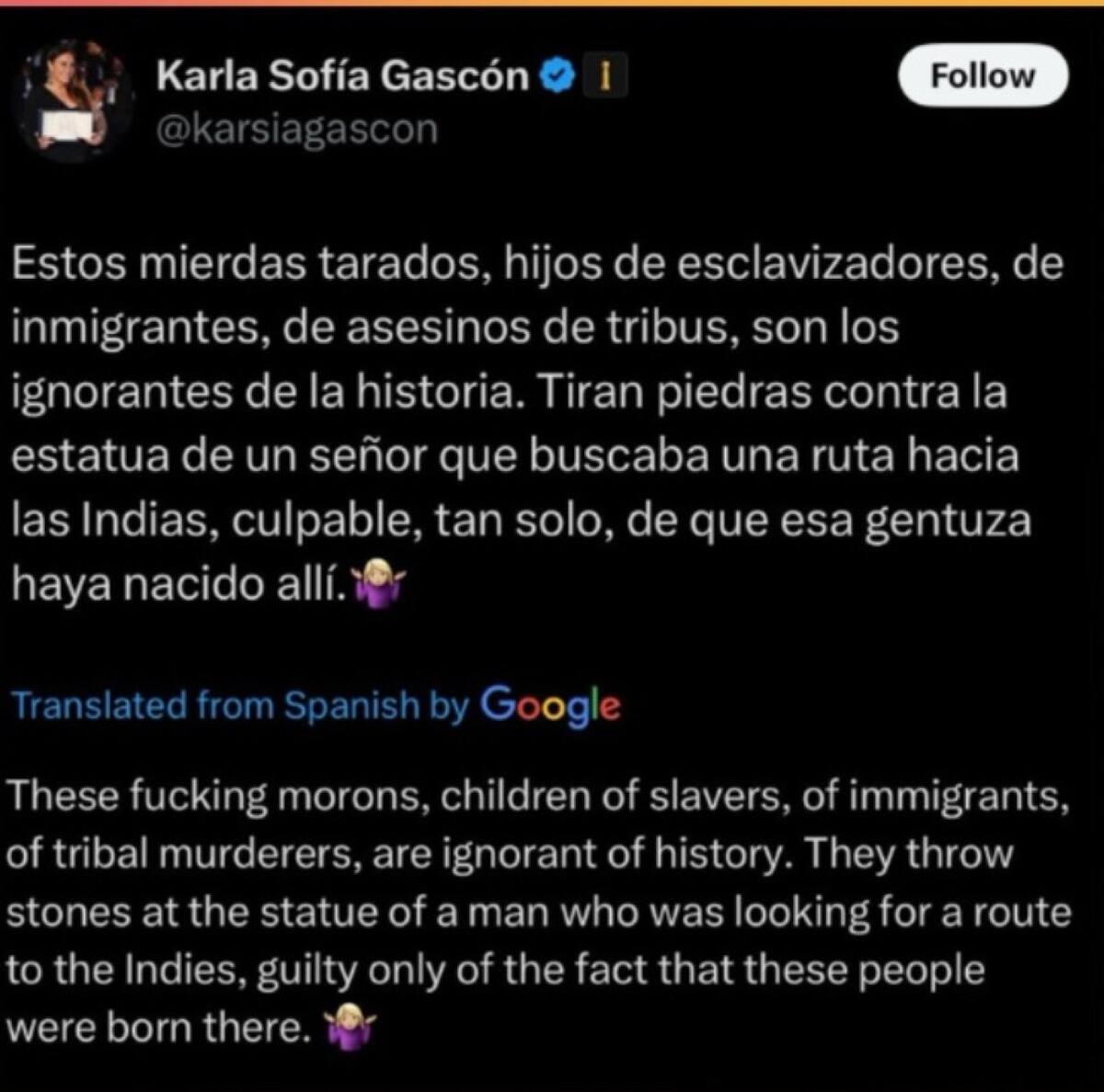 Los tuits de Karla Sofía Gascón. Foto: X @karsiagascon