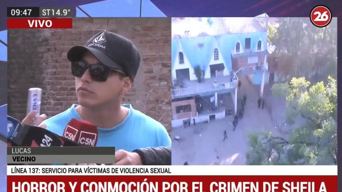 Lucas, vecino del lugar donde hallaron a Sheila (Canal 26)