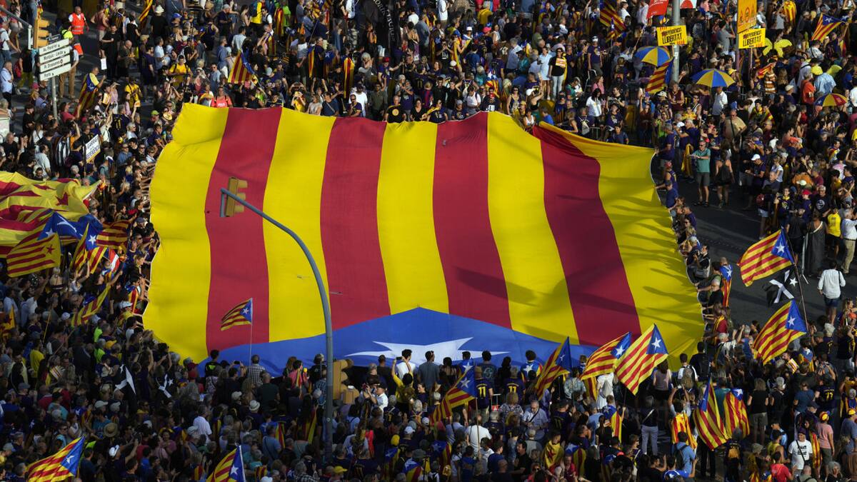 Manifestación independentista por la Diada del 11 de septiembre. Foto: EFE