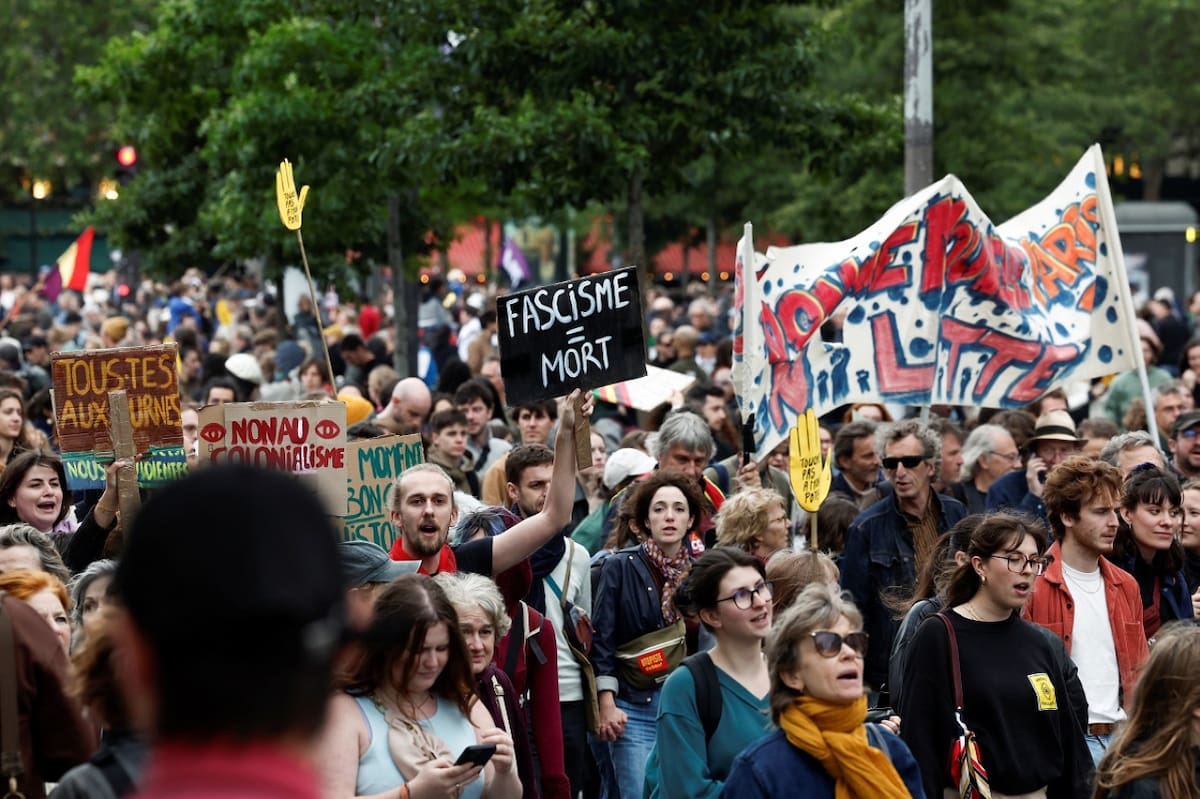 Manifestaciones en Francia contra la extrema derecha. Foto: Reuters.