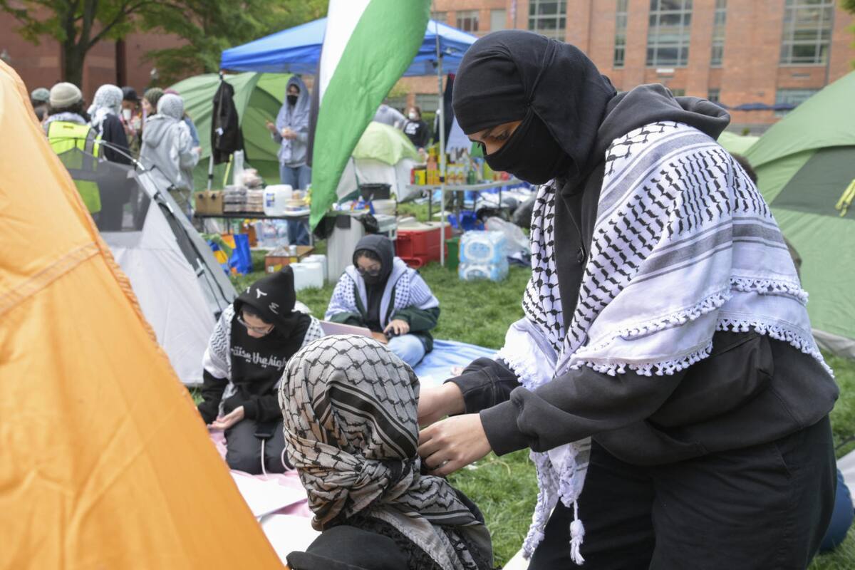 Manifestaciones en universidades de Estados Unidos contra el genocidio en Gaza. Foto: EFE.