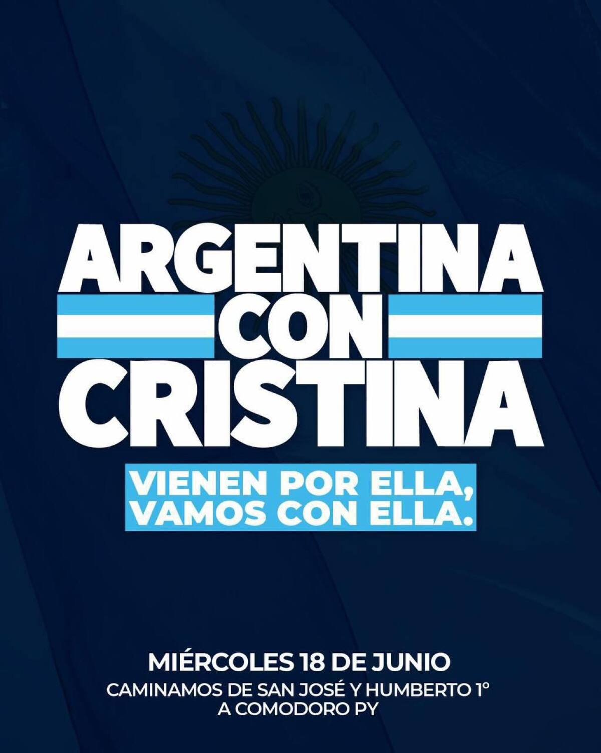 Marcha en apoyo a Cristina Kirchner hacia Comodoro Py.