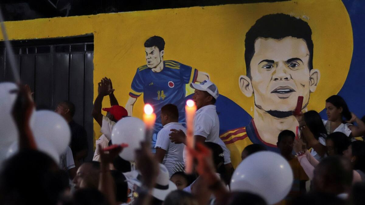 Marchas en apoyo al secuestro del futbolista Luis Díaz. Foto: Reuters.
