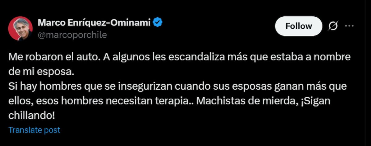 Marco Enríquez-Ominami se defiende en la red social X