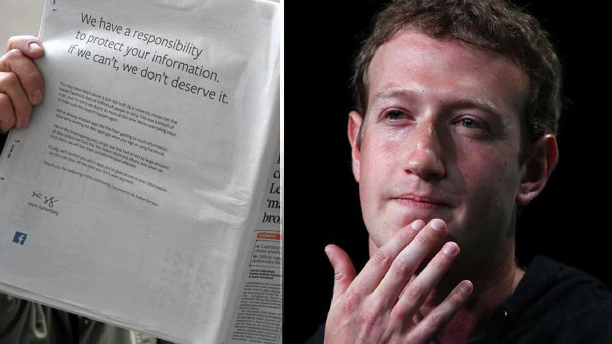 Mark Zuckergerg - Facebook - Avisos en diarios británicos