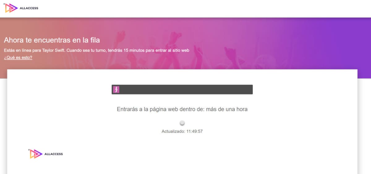 "Más de una hora". Foto: captura página web AllAccess.