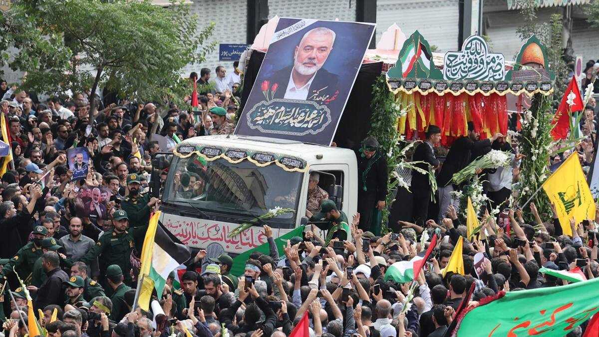 Masivo funeral de Ismail Haniyeh, líder político de Hamás. Foto: EFE.