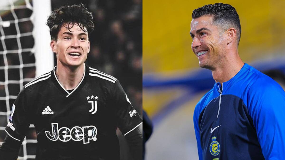 Matías Soulé y Cristiano Ronaldo. Fotos: Instagram.