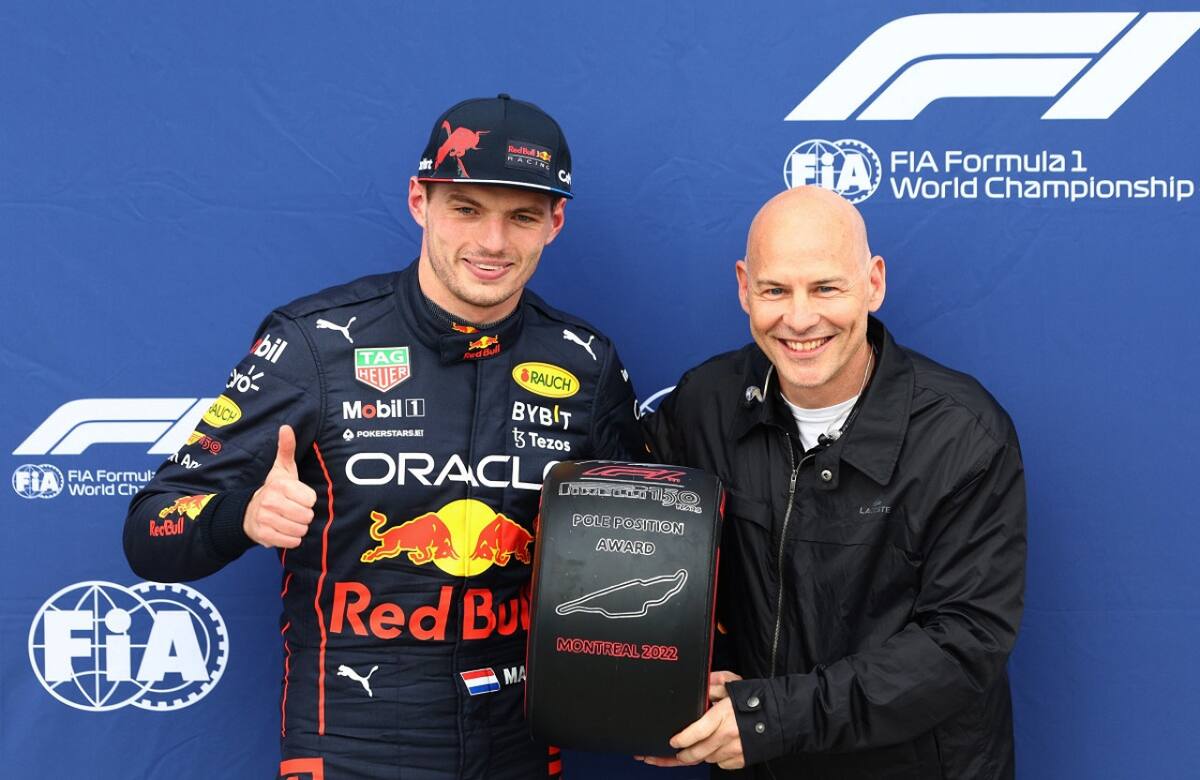 Max Verstappen junto a Jacques Villeneuve. Foto: X @F1