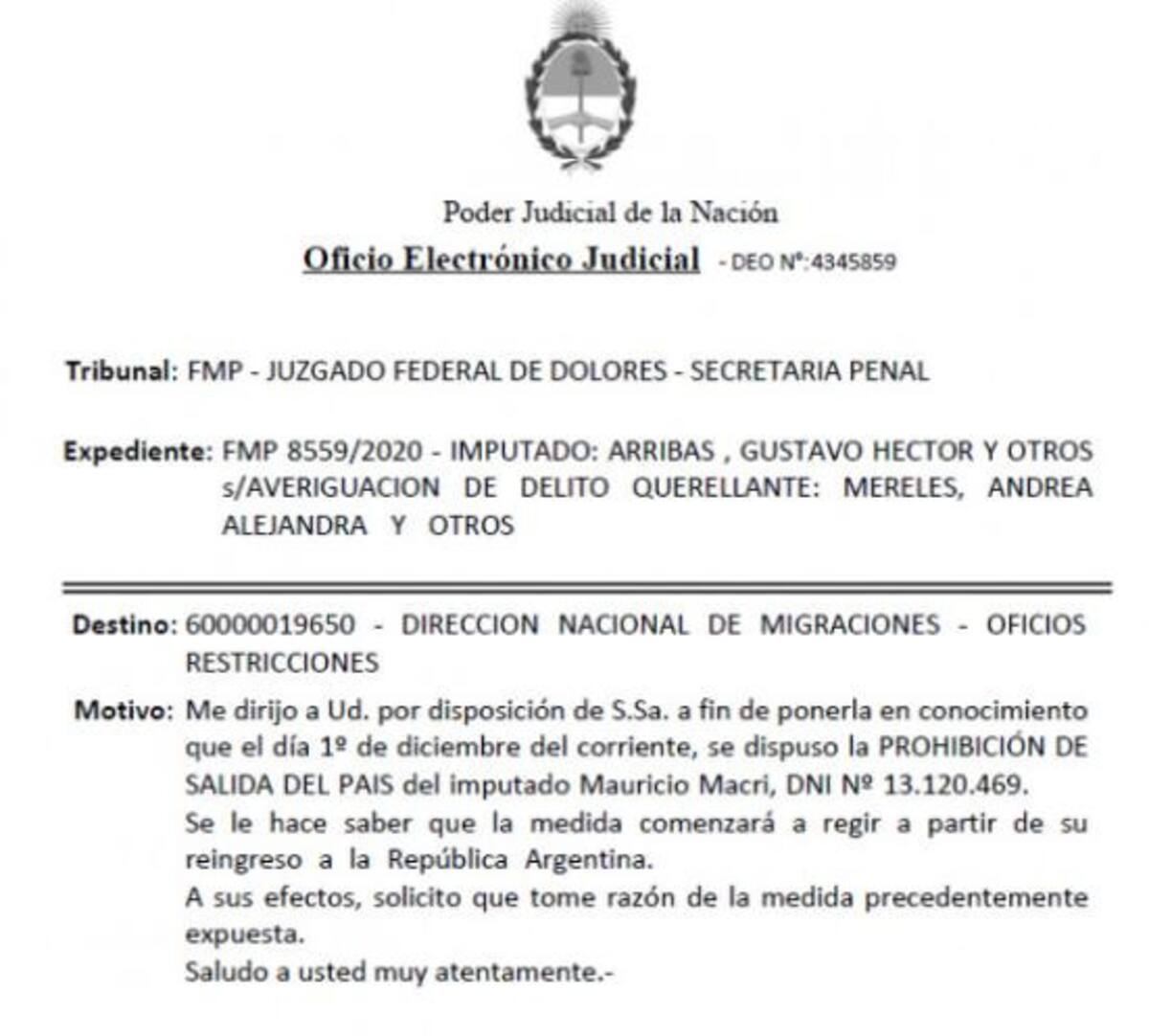 Medida del juez Bava contra Mauricio Macri para no poder salir del país