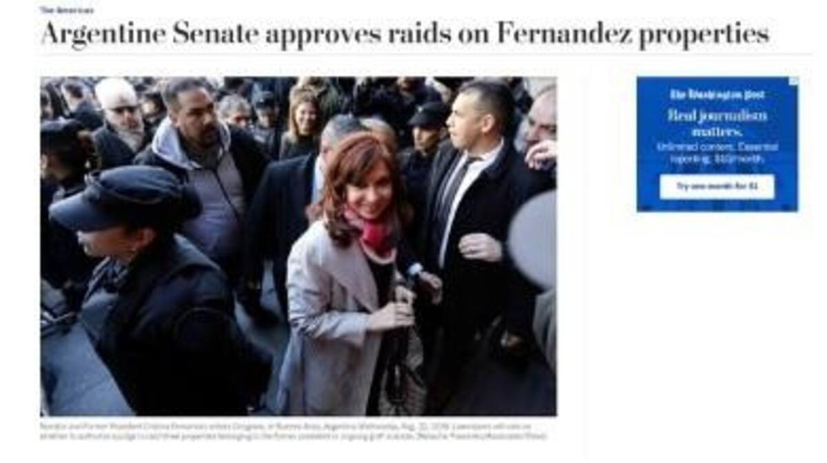 Medios del mundo - allanamientos Cristina Kirchner