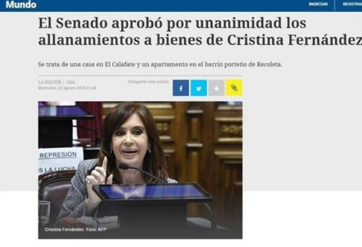 Medios del mundo - allanamientos Cristina Kirchner