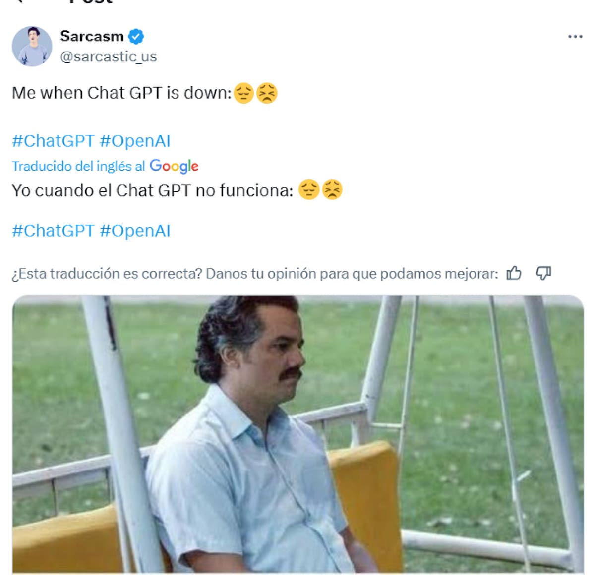 Memes por la caída del ChatGPT. Foto: X.
