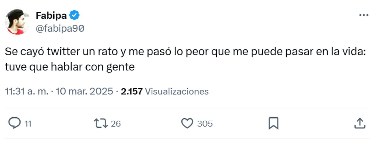 Memes tras la caída de la red social X. Foto: captura X.