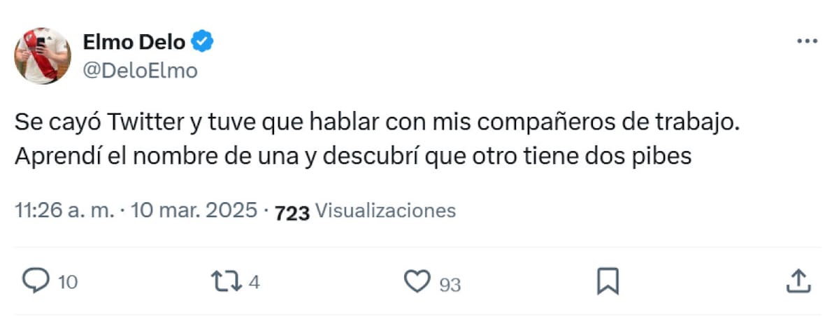 Memes tras la caída de la red social X. Foto: captura X.