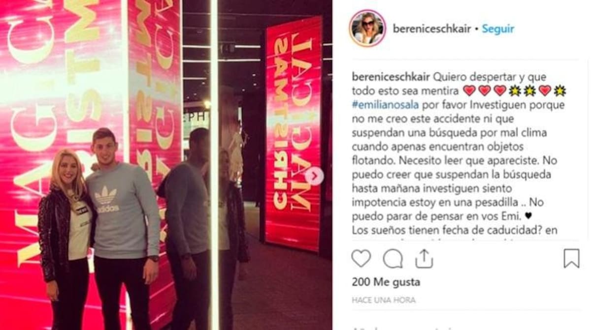 Mensaje de Berenice Schkair, ex novia de Emiliano Sala