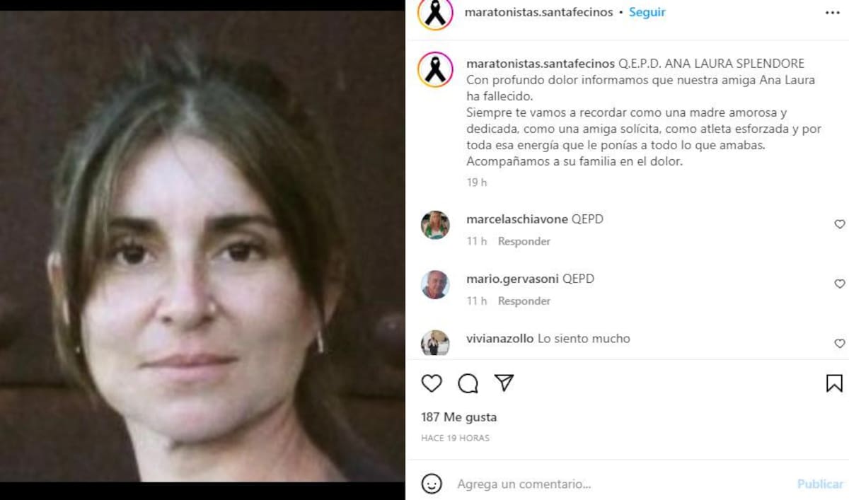 Mensaje en redes sociales despidiendo a la maratonista