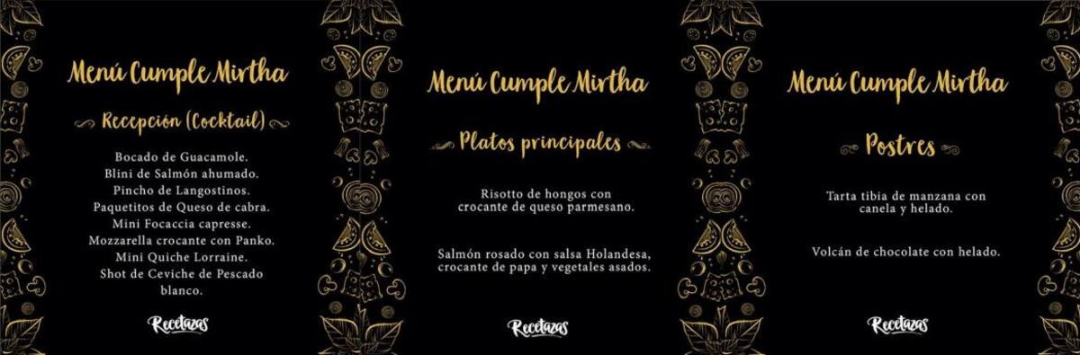 Menú cumpleaños Mirtha Legrand