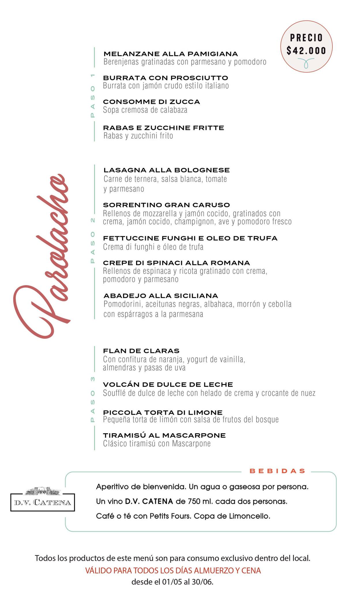 Menú Parolacho
