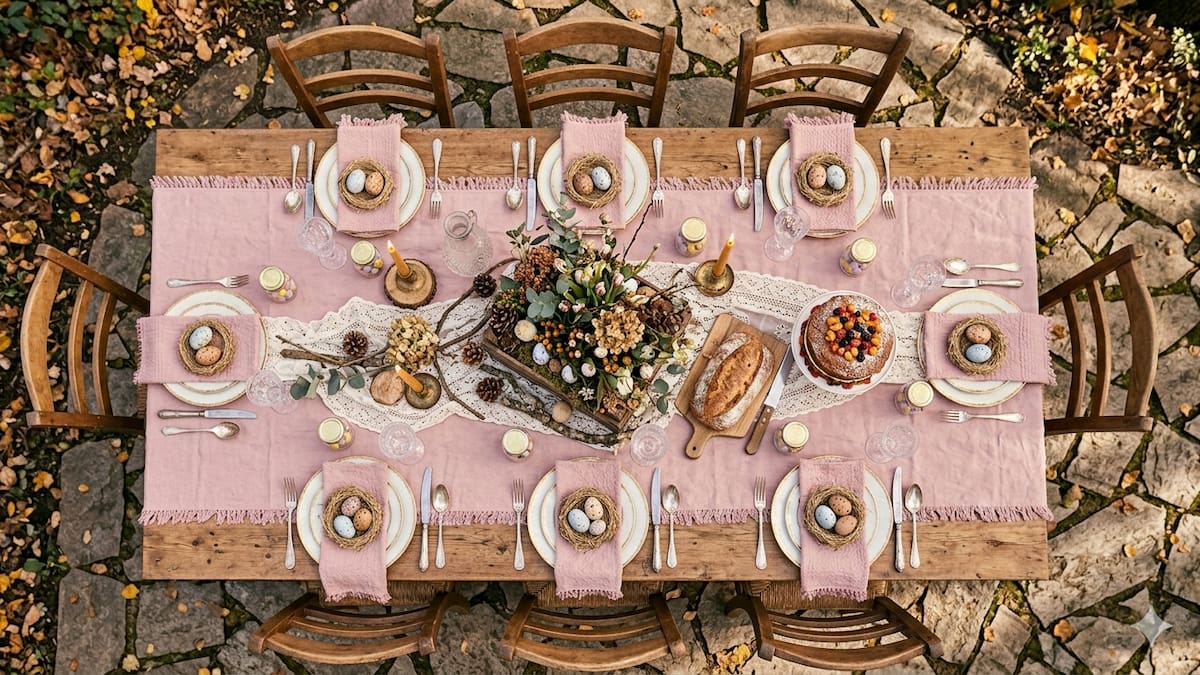Mesa de huevos de pascuas