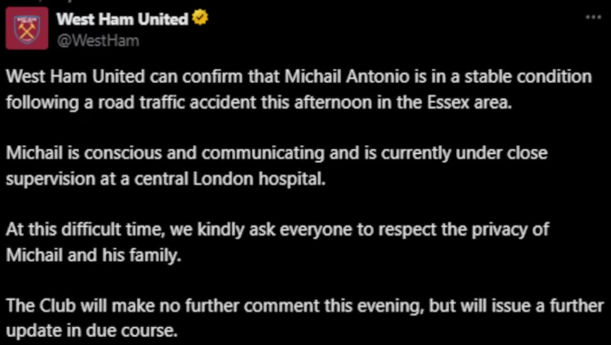 Michail Antonio; West Ham. Foto: X.
