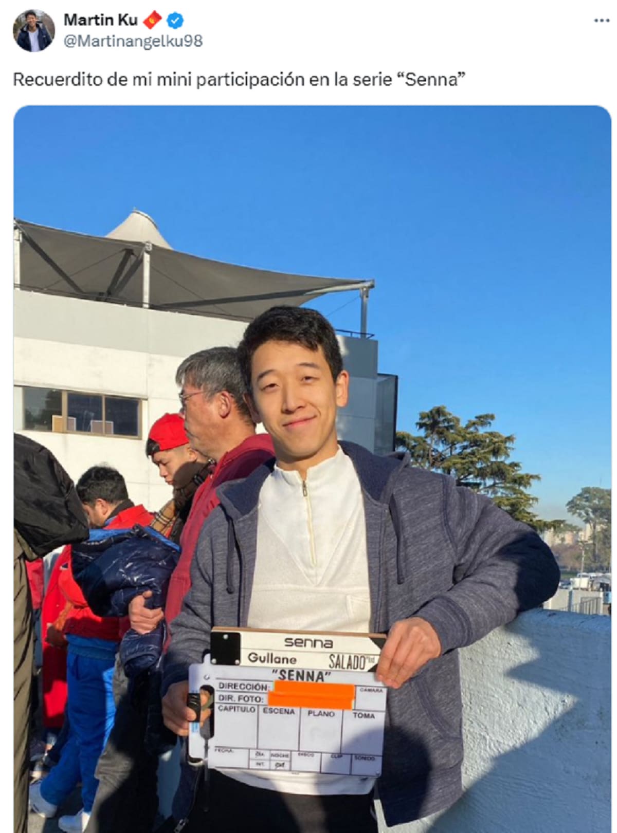 Mini participación en la serie “Senna” de Martín Ku, ex Gran Hermano. Foto: X.