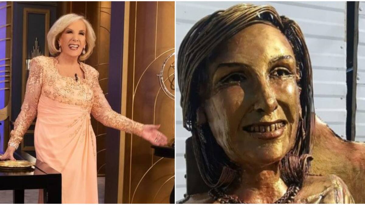 Mirtha Legrand y la estatua que hicieron para homenajearla. Fotos: Instagram.