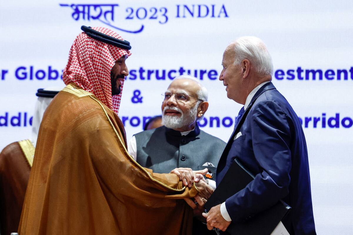 Mohammed bin Salman, Joe Biden y Narendra Modi. Foto: Reuters.