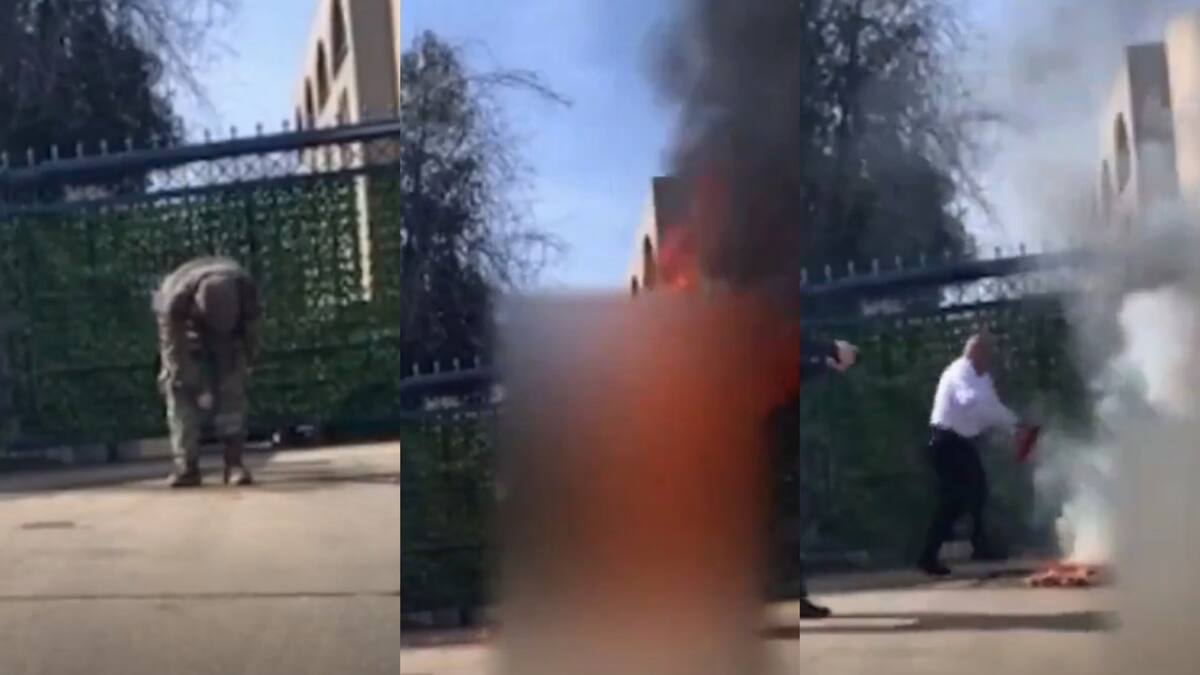 Momento que se prende fuego. Fotos: captura video.
