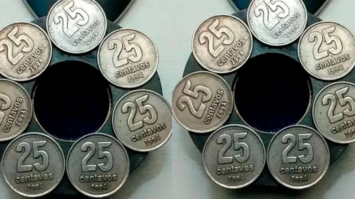 Monedas de 25 centavos. Foto: RadioMitre.