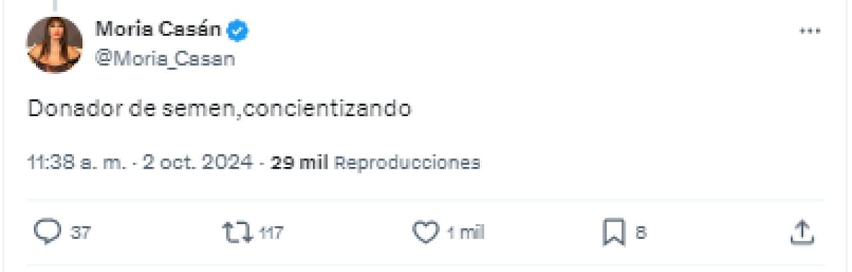 Moria Casán apuntó contra Moritán. Foto X.