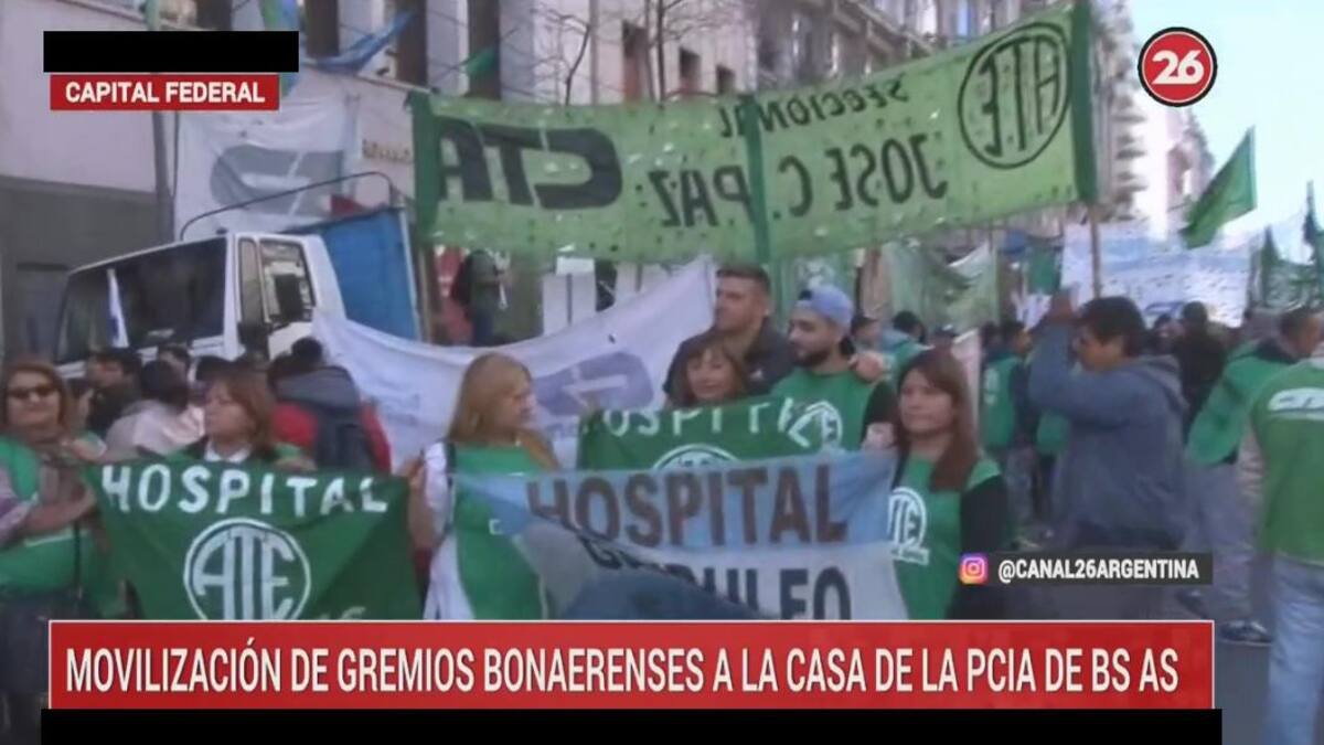 Movilización y corte - Paritarias Canal 26