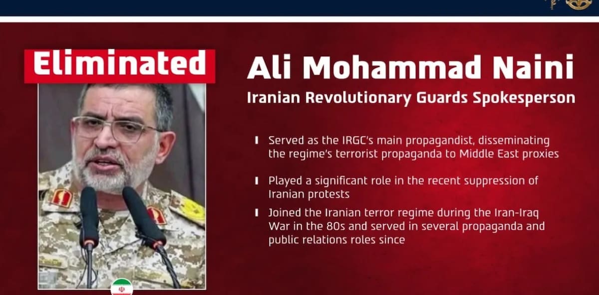 Muerte de Ali Mohammad Naini, portavoz de la Guardia Revolucionaria.