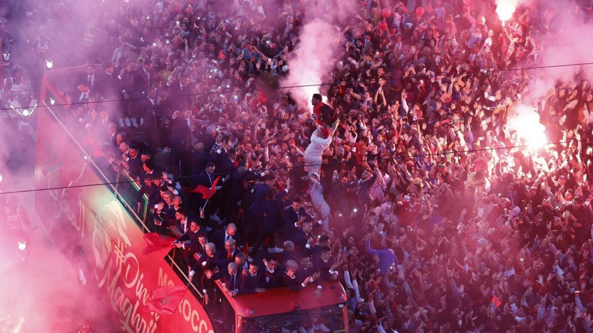 Multitudinaria recepción al seleccionado de Marruecos tras el Mundial. REUTERS