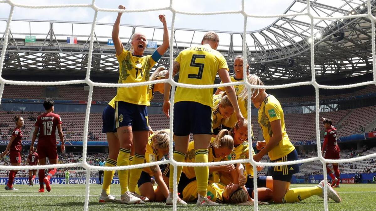 Mundial Femenino 2019: Festejo de Suecia ante Tailandia (Reuters)