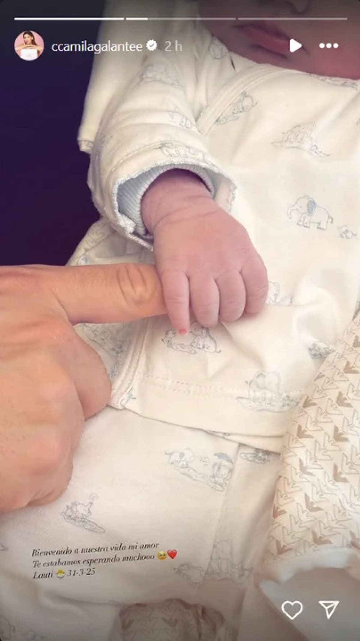 Nació el tercer hijo de Leandro Paredes y Camila Galante. Foto: Instagram.