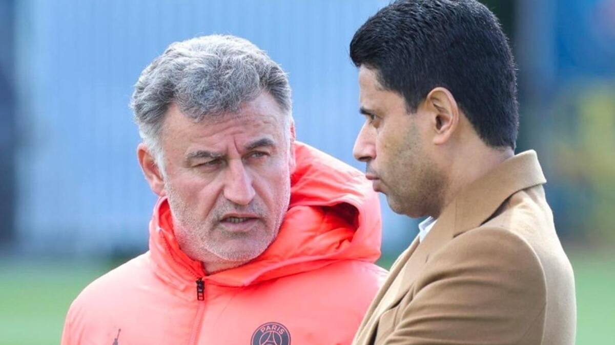 Nasser Al-Khelaifi, presidente del PSG, con el entrenador Christophe Galtier. Foto: @PSG_inside.