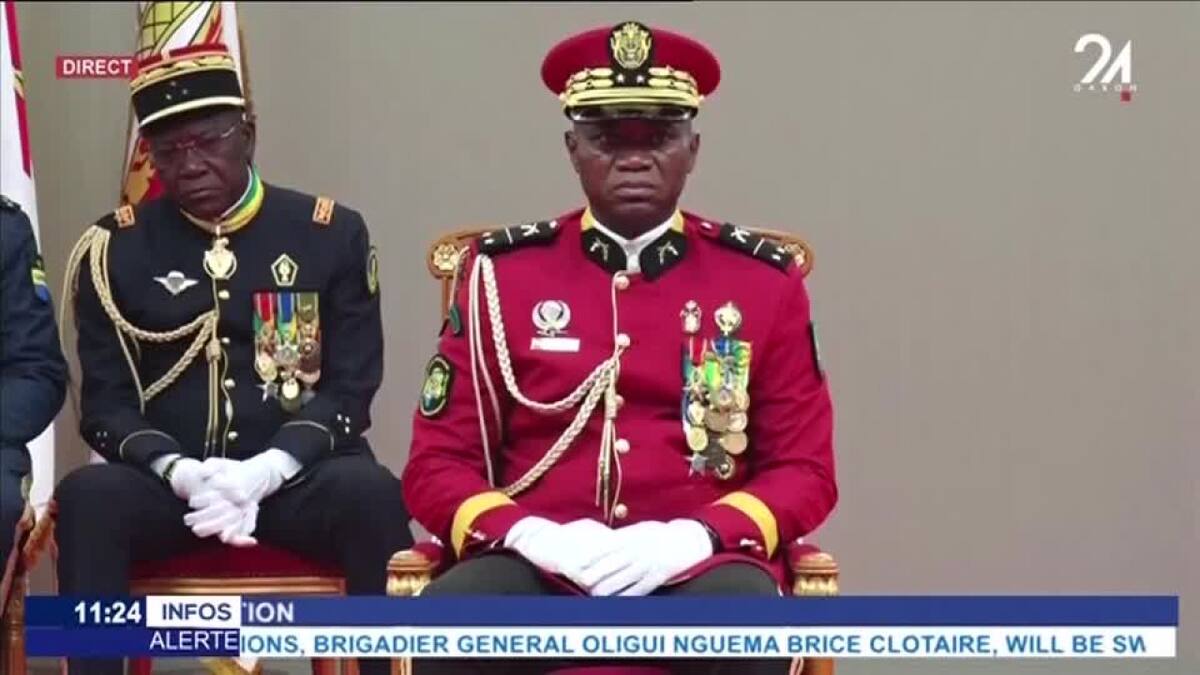 Nguema jura como presidente transicional de Gabón. Foto: Reuters.
