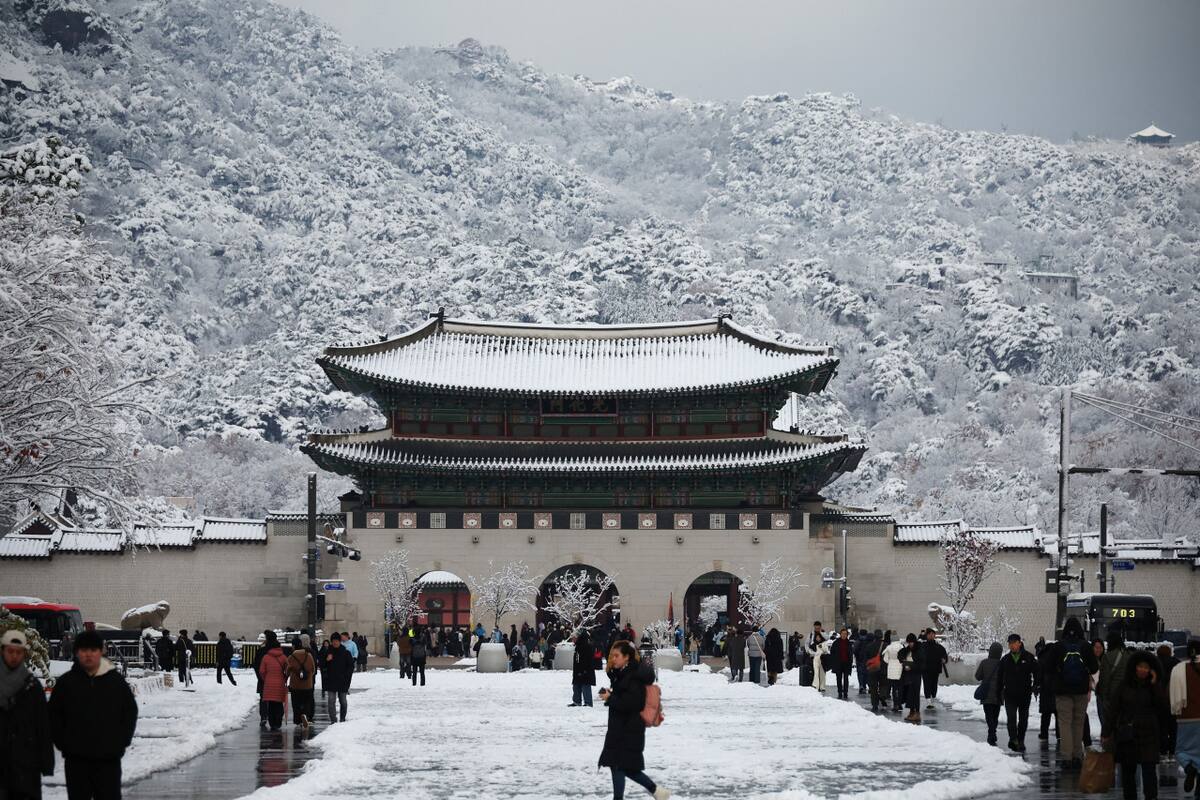 Nieve en Seúl. Fuente: Reuters