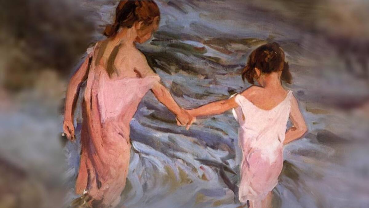 Niñas en la playa, cuadro de Joaquín Sorolla, arte