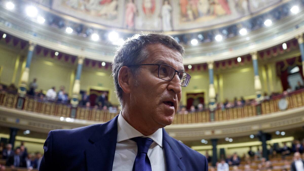Núñez Feijóo en el parlamento español. Foto: Reuters.